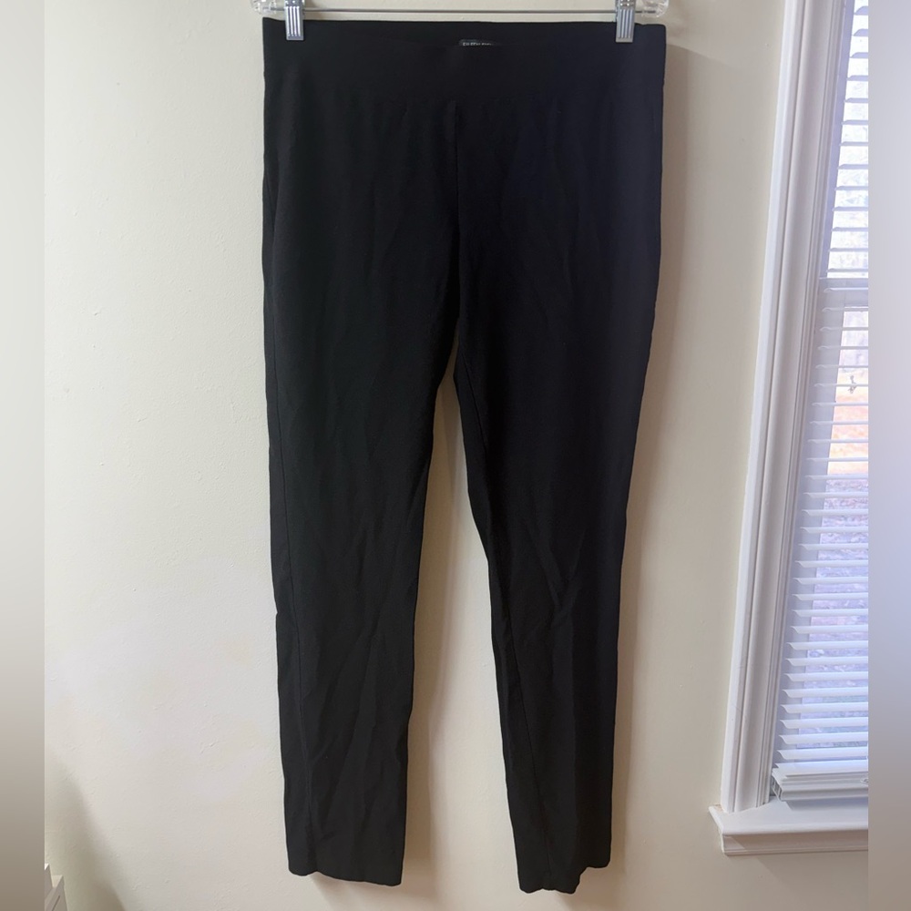 Eileen Fisher Women’s Stretch-Knit Slim/Straight Leg Pull On Pants Black Size M
